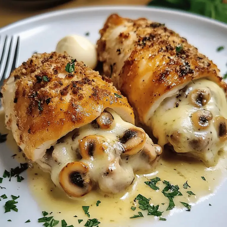 🍽️ POLLO RELLENO DE CHAMPIÑONES CON MANTEQUILLA DE AJO Y QUESO