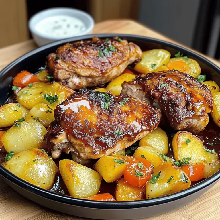 Delicia de Muslos de Pollo y Papas: Un Clásico Confortable con un Toque Dulce y Picante 🌟
