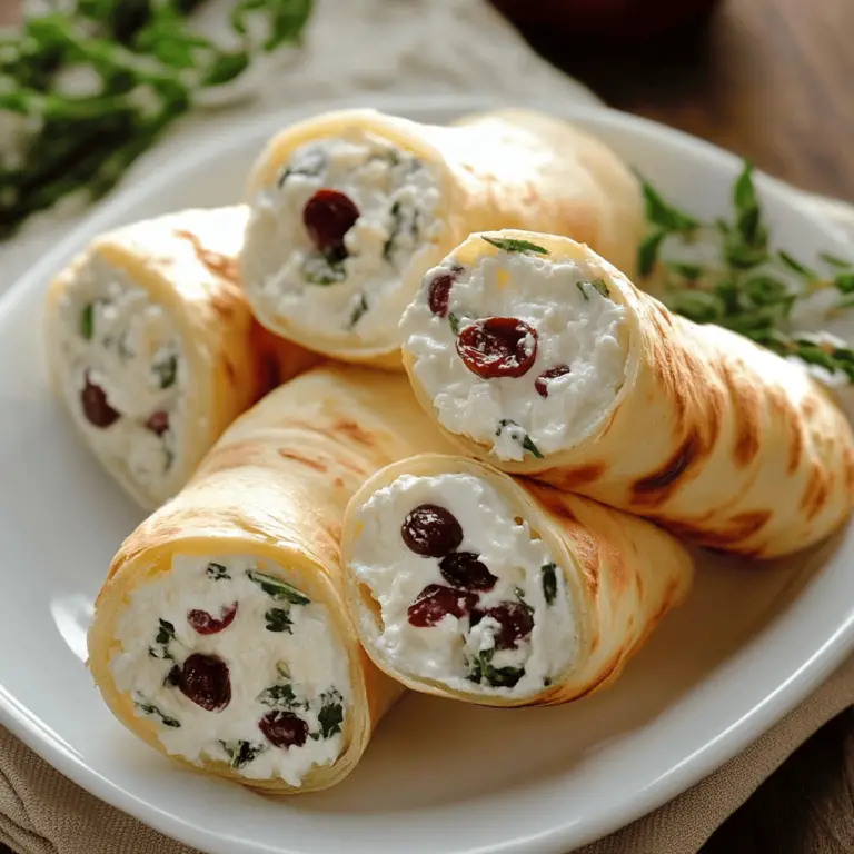 Rollitos de Queso Feta y Arándanos con Queso Crema: Un Bocado Sofisticado y Sencillo 🌟