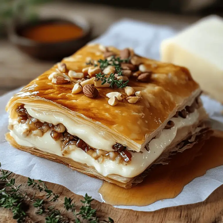 Hojaldre de Masa Filo con Brie, Salsa de Arándanos y Nueces